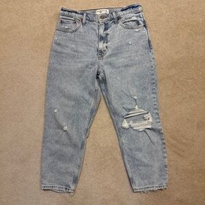 A&F The Mom High Rise Jean Light Distressed Size 28, XS